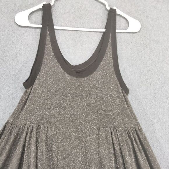 free people beach Baby Doll Tunic Wmns Small Gold Shimmer Sleeveless Tank Swing - Picture 9 of 13
